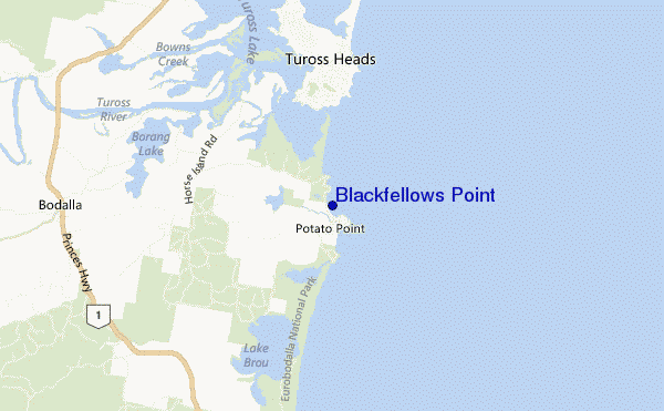 mapa de ubicación de Blackfellows Point