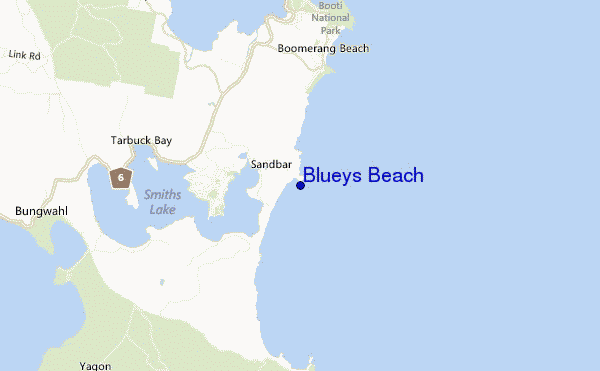 mapa de ubicación de Blueys Beach
