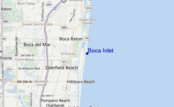 mapa de ubicación de Boca Inlet