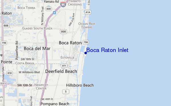 mapa de ubicación de Boca Raton Inlet