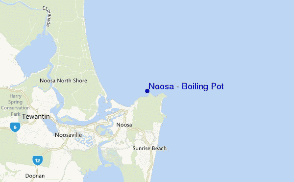mapa de ubicación de Noosa - Boiling Pot