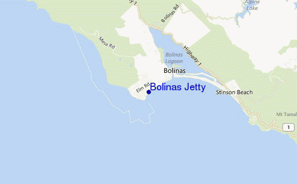 mapa de ubicación de Bolinas Jetty