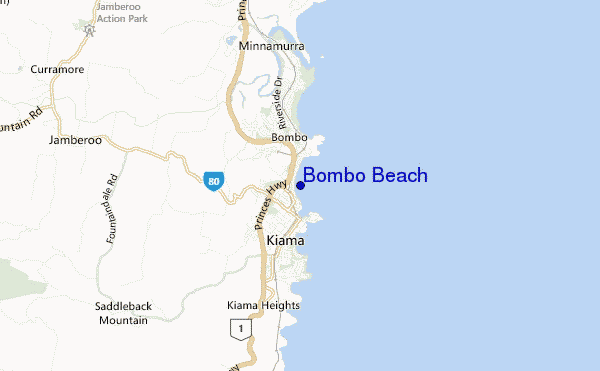 mapa de ubicación de Bombo Beach