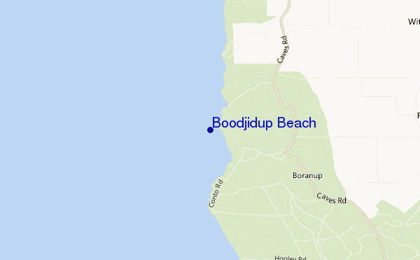 mapa de ubicación de Boodjidup Beach