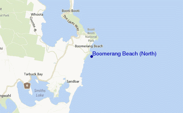 mapa de ubicación de Boomerang Beach (North)