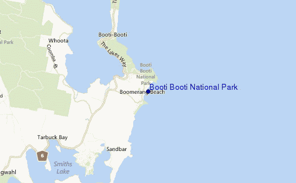 mapa de ubicación de Booti Booti National Park