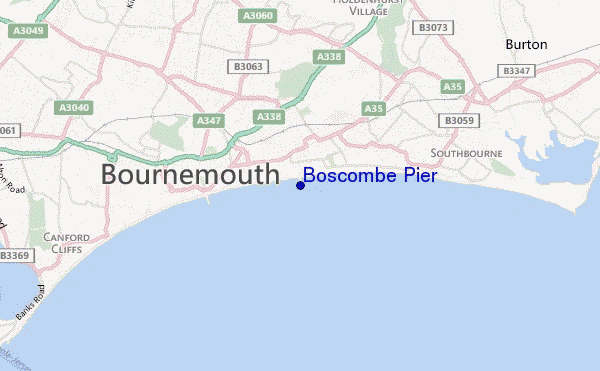 mapa de ubicación de Boscombe Pier