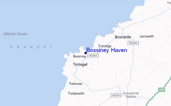 mapa de ubicación de Bossiney Haven