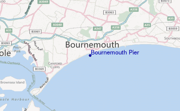 mapa de ubicación de Bournemouth Pier