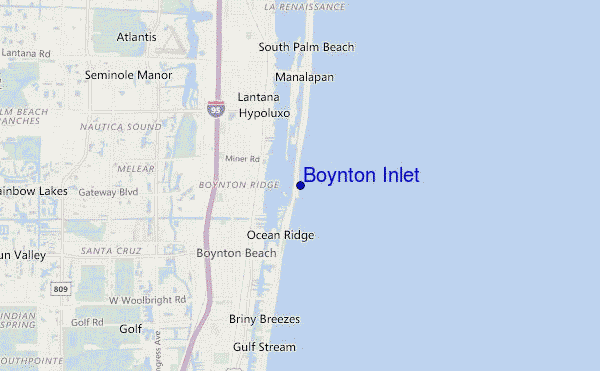 mapa de ubicación de Boynton Inlet