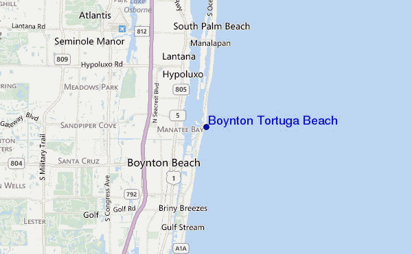 mapa de ubicación de Boynton Tortuga Beach