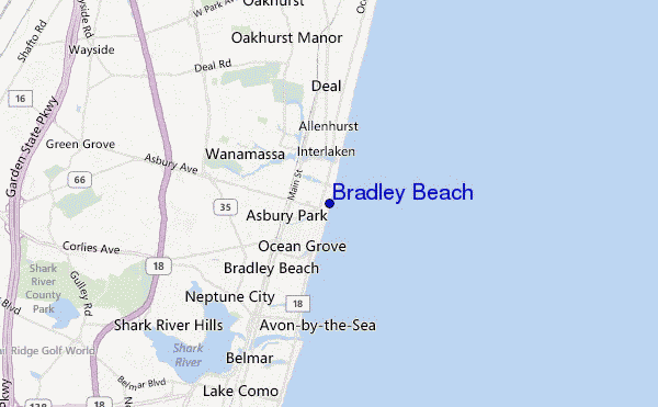 mapa de ubicación de Bradley Beach