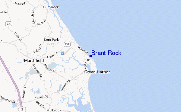 mapa de ubicación de Brant Rock
