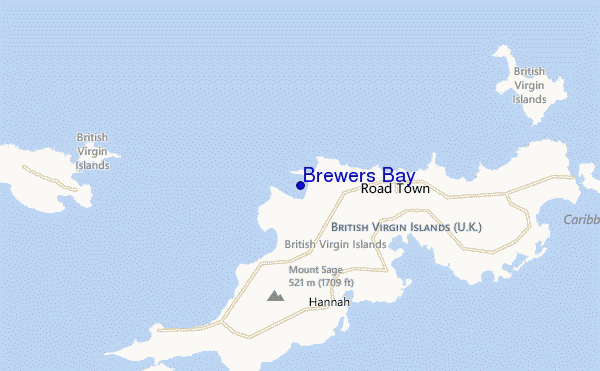 mapa de ubicación de Brewers Bay