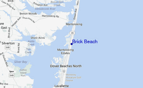 mapa de ubicación de Brick Beach