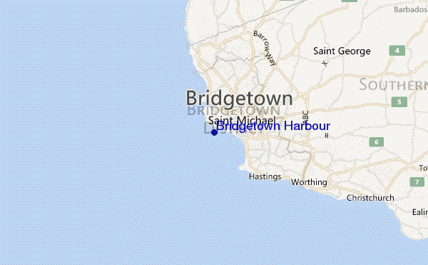 mapa de ubicación de Bridgetown Harbour