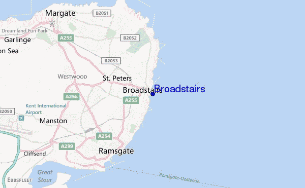 mapa de ubicación de Broadstairs