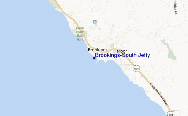 mapa de ubicación de Brookings/South Jetty