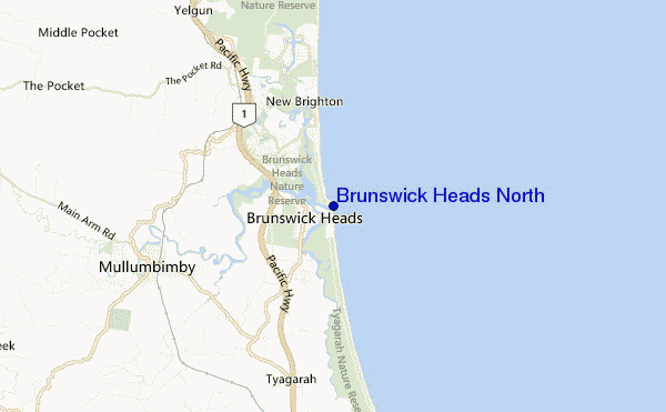 mapa de ubicación de Brunswick Heads North