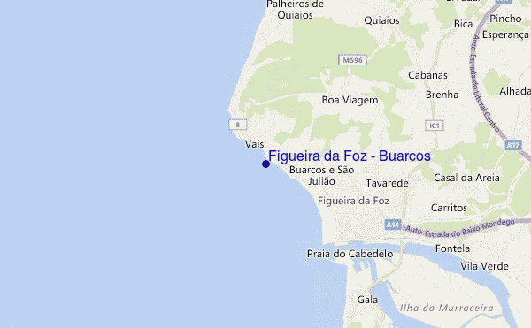 mapa de ubicación de Figueira da Foz - Buarcos