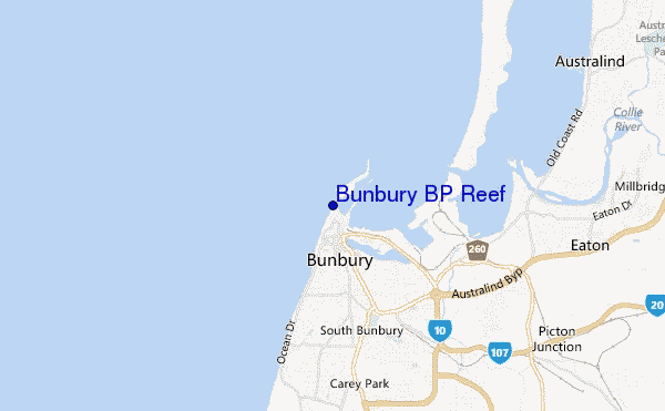 mapa de ubicación de Bunbury BP Reef