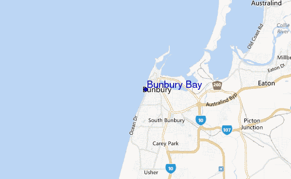 mapa de ubicación de Bunbury Bay