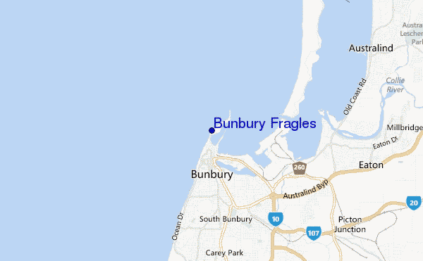 mapa de ubicación de Bunbury Fragles