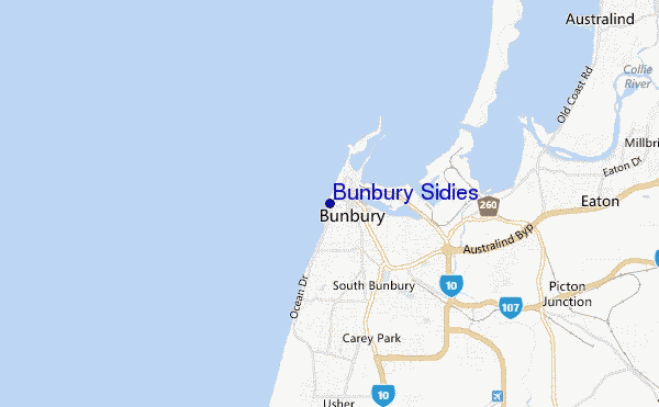 mapa de ubicación de Bunbury Sidies