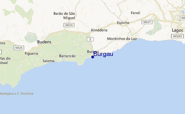 mapa de ubicación de Burgau