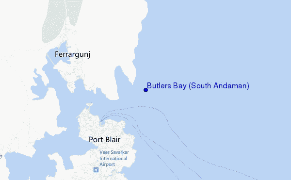 mapa de ubicación de Butlers Bay (South Andaman)