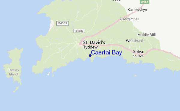 mapa de ubicación de Caerfai Bay