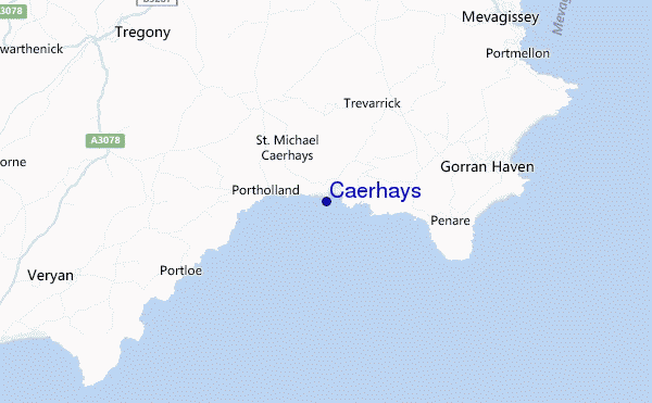 mapa de ubicación de Caerhays