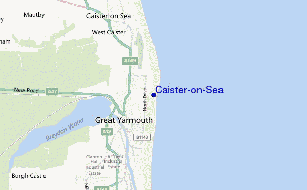 mapa de ubicación de Caister-on-Sea