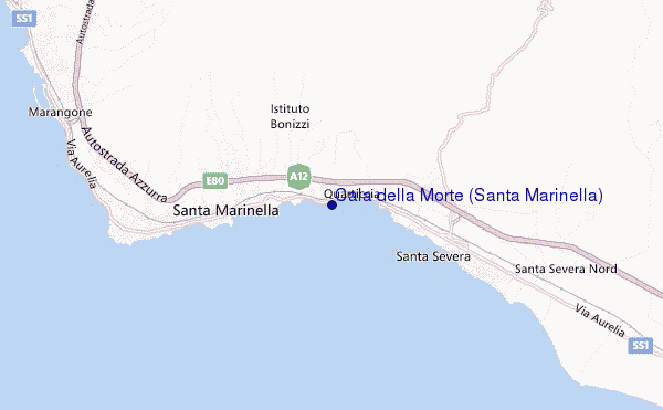 mapa de ubicación de Cala della Morte (Santa Marinella)