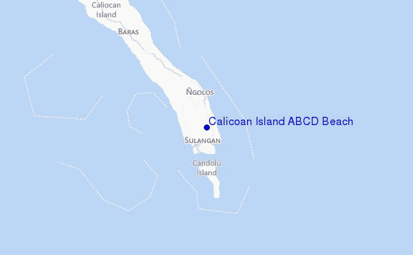 mapa de ubicación de Calicoan Island ABCD Beach