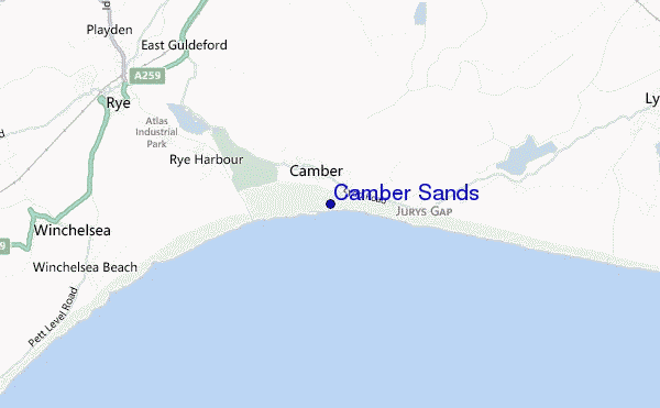 mapa de ubicación de Camber Sands