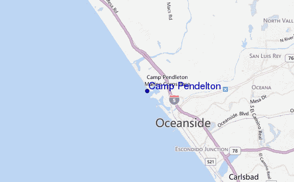 mapa de ubicación de Camp Pendelton