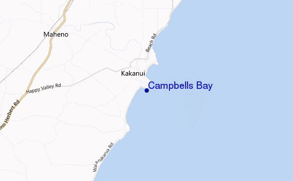 mapa de ubicación de Campbells Bay