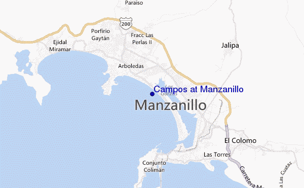 mapa de ubicación de Campos at Manzanillo