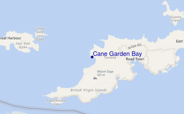 mapa de ubicación de Cane Garden Bay