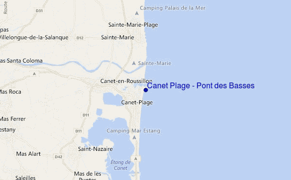 mapa de ubicación de Canet Plage - Pont des Basses