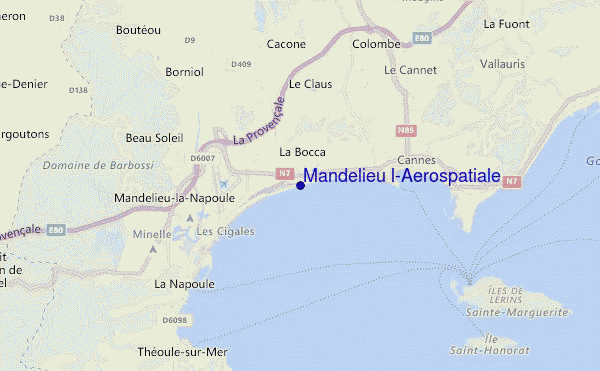 mapa de ubicación de Mandelieu l'Aerospatiale
