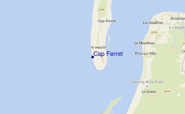 mapa de ubicación de Cap Ferret