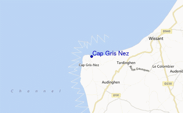 mapa de ubicación de Cap Gris Nez
