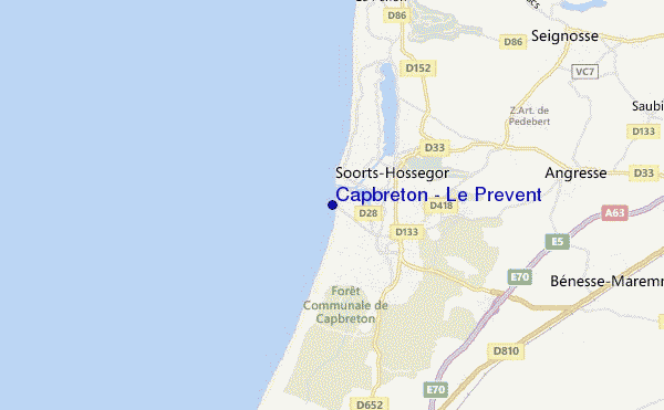 mapa de ubicación de Capbreton - Le Prevent