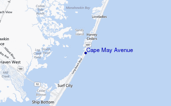 mapa de ubicación de Cape May Avenue