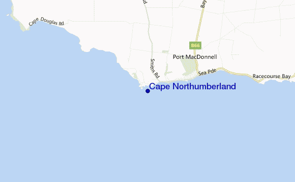 mapa de ubicación de Cape Northumberland