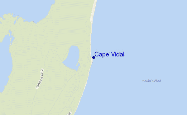 mapa de ubicación de Cape Vidal