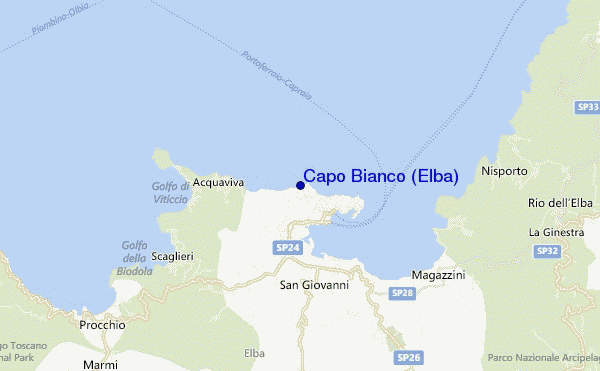 mapa de ubicación de Capo Bianco (Elba)