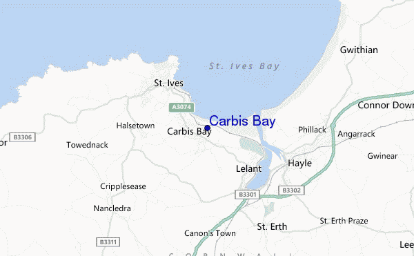 mapa de ubicación de Carbis Bay